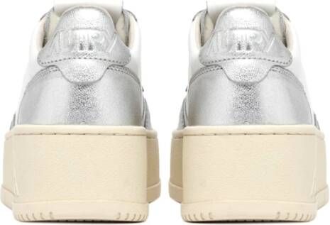 Autry Zilveren Platform Vintage Stijl Sneakers Gray Dames