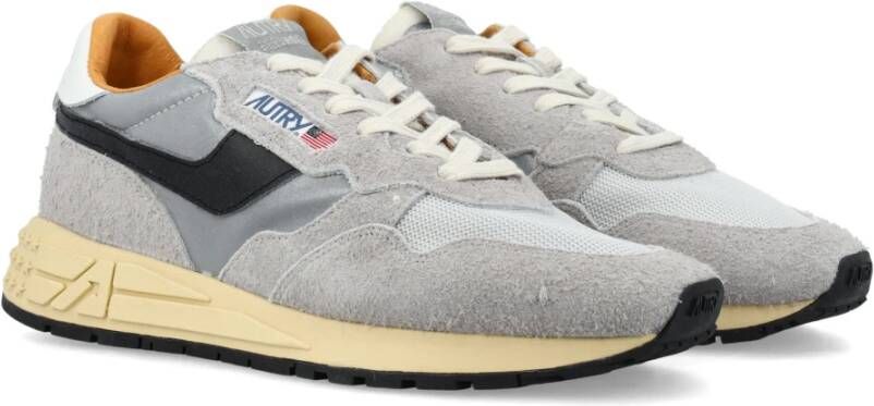 Autry Zilveren Sneakers Reelwind Laag Vintage Ontwerp Gray Heren