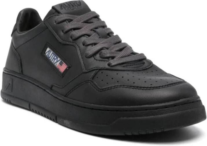 Autry Zwarte Lage Medalist Leren Sneakers Black Heren