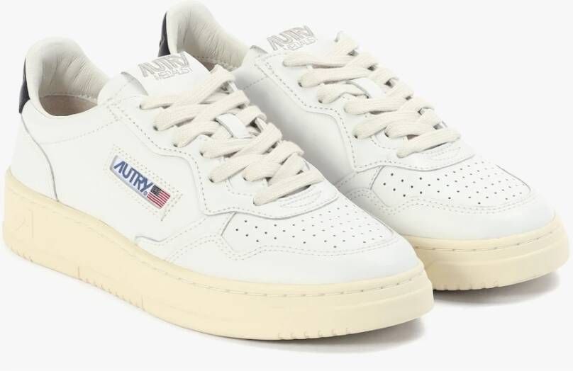 Autry Zwarte Leren Lage Sneakers White Dames