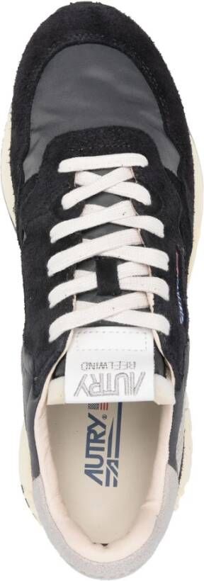 Autry Zwarte leren sneakers met nylon en suède Black Heren