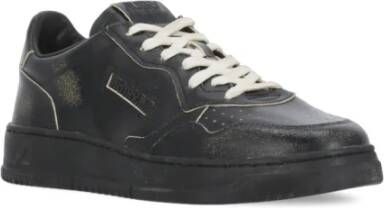 Autry Zwarte Leren Sneakers Ronde Neus Black Heren