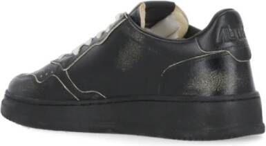 Autry Zwarte Leren Sneakers Ronde Neus Black Heren