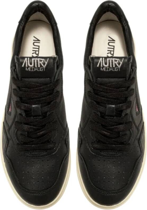 Autry Zwarte platte schoenen Medalist sneakers Black Dames