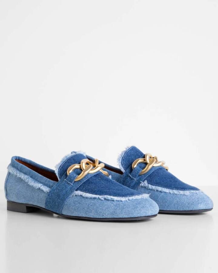 Babouche Stijlvolle Dicht Model Loafers Blue Dames