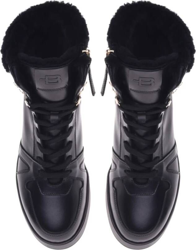 Baldinini Ankle boots in black leather and sheepskin Black Dames