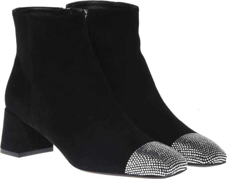 Baldinini Ankle boots in black suede with rhinestones Black Dames