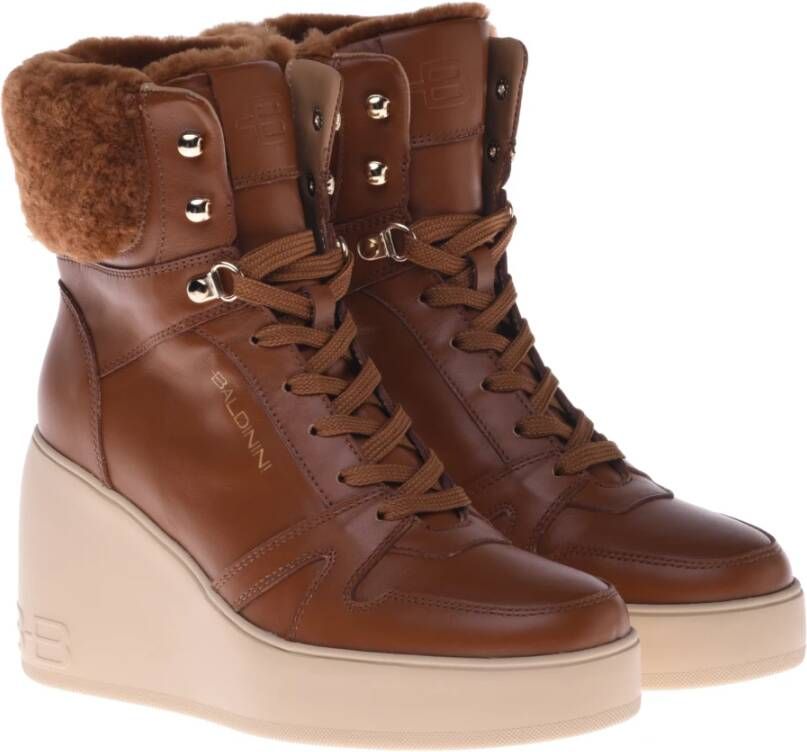 Baldinini Ankle boots in leather and sheepskin Brown Dames