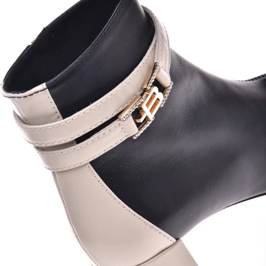 Baldinini Ankle boots in vanilla and black leather Multicolor Dames