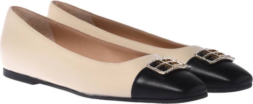 Baldinini Ballerina pump in black and vanilla leather Multicolor Dames