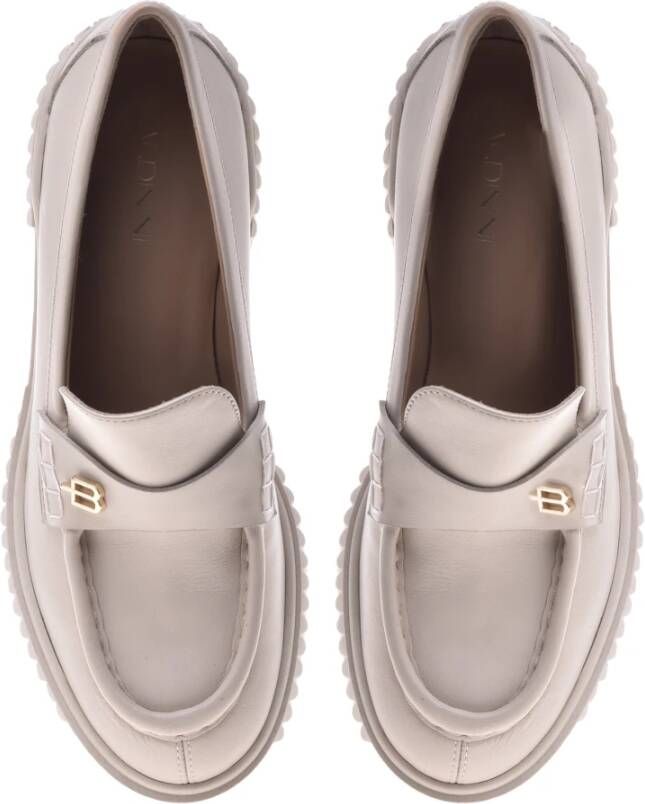 Baldinini Beige calfskin loafers Beige Dames