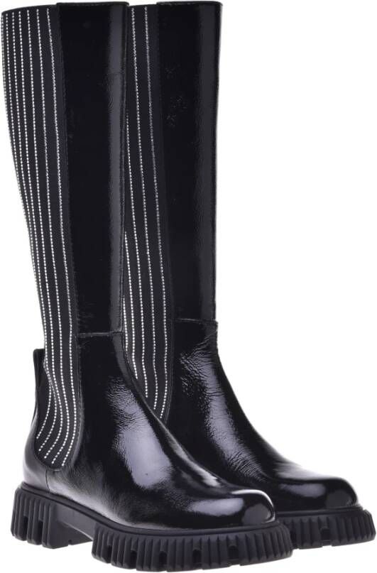 Baldinini Black boots in naplak and elastic with rhinestones Black Dames