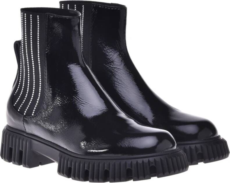 Baldinini Black Combat boots in naplak and elastic with rhinestones Black Dames