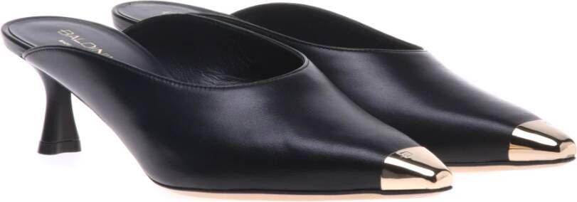 Baldinini Black leather sabot Black Dames