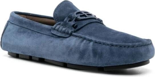 Baldinini Blauwe Leren Loafers Elegant Gesloten Platte Blue Heren