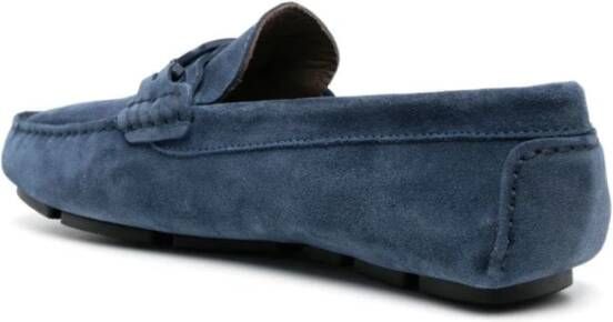 Baldinini Blauwe Leren Loafers Elegant Gesloten Platte Blue Heren