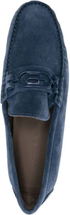 Baldinini Blauwe Leren Loafers Elegant Gesloten Platte Blue Heren