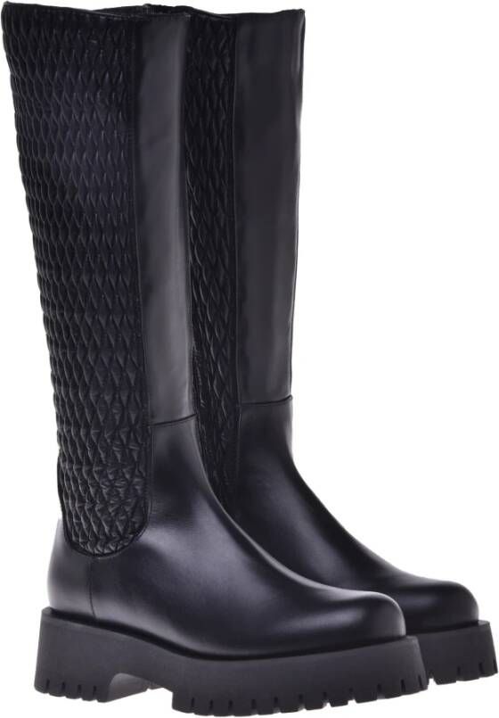 Baldinini Boots in stretchy eco-nappa and black leather Black Dames