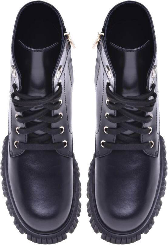 Baldinini Combat boots in black leather Black Dames