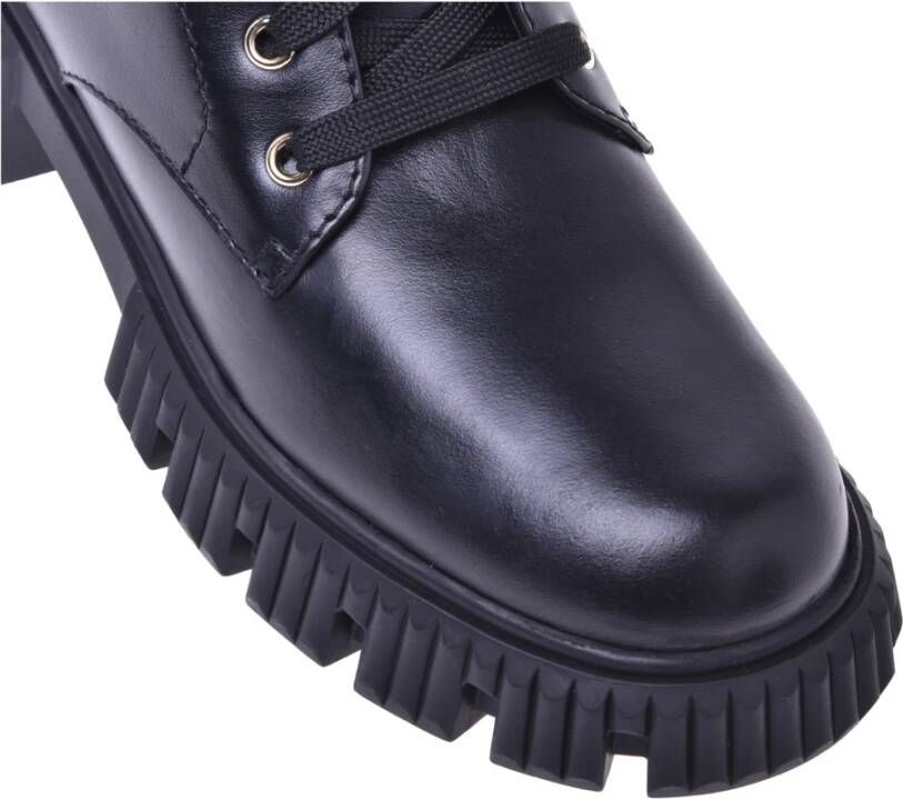 Baldinini Combat boots in black leather Black Dames