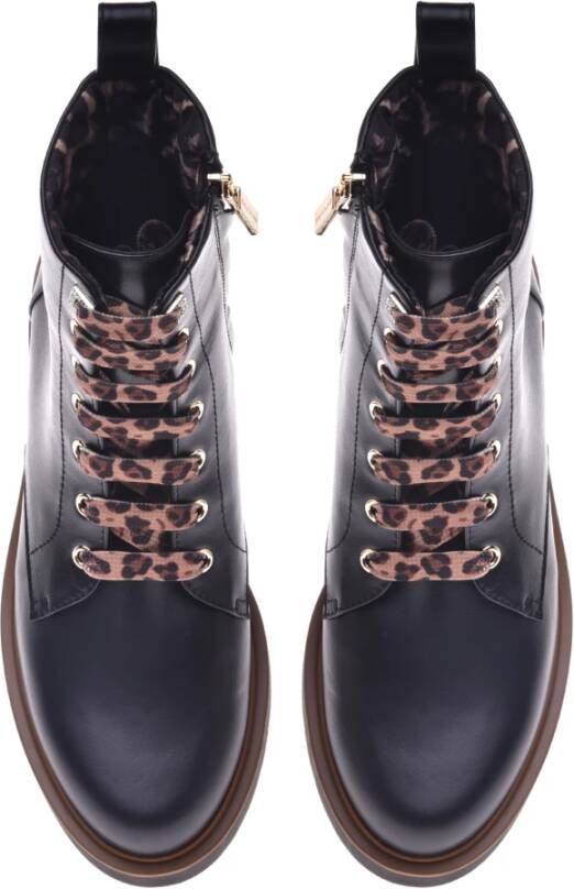 Baldinini Combat boots in black leather Black Dames