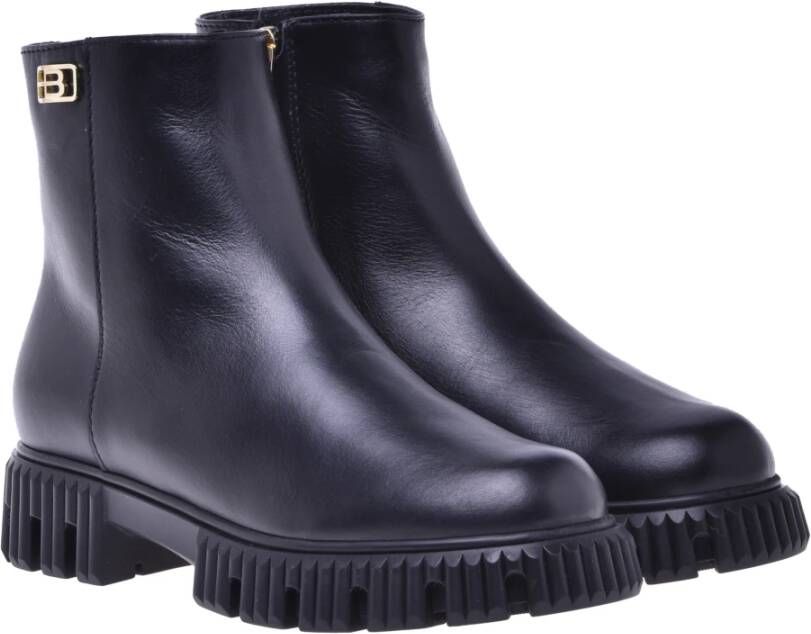 Baldinini Combat boots in black leather Black Dames