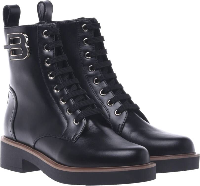 Baldinini Combat boots in black leather Black Dames