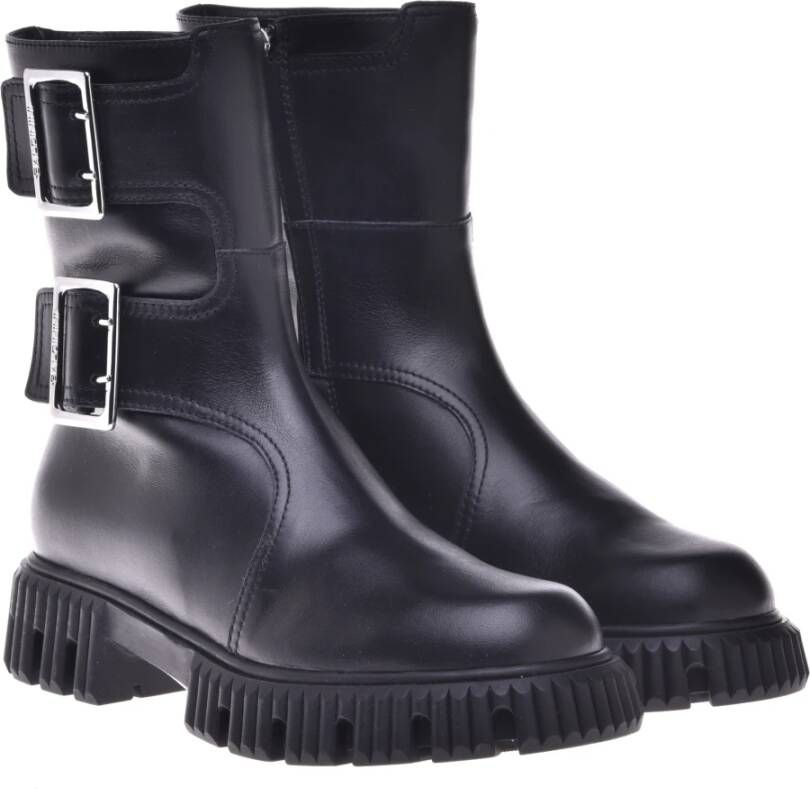 Baldinini Combat boots in black leather Black Dames