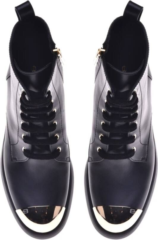 Baldinini Combat boots in black leather Black Dames