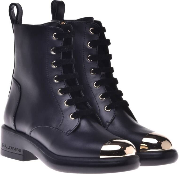 Baldinini Combat boots in black leather Black Dames