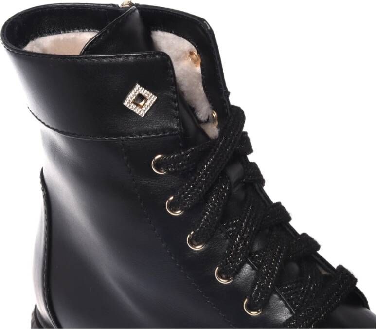 Baldinini Combat boots in black leather Black Dames