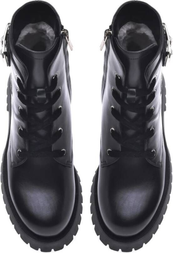 Baldinini Combat boots in black leather Black Dames