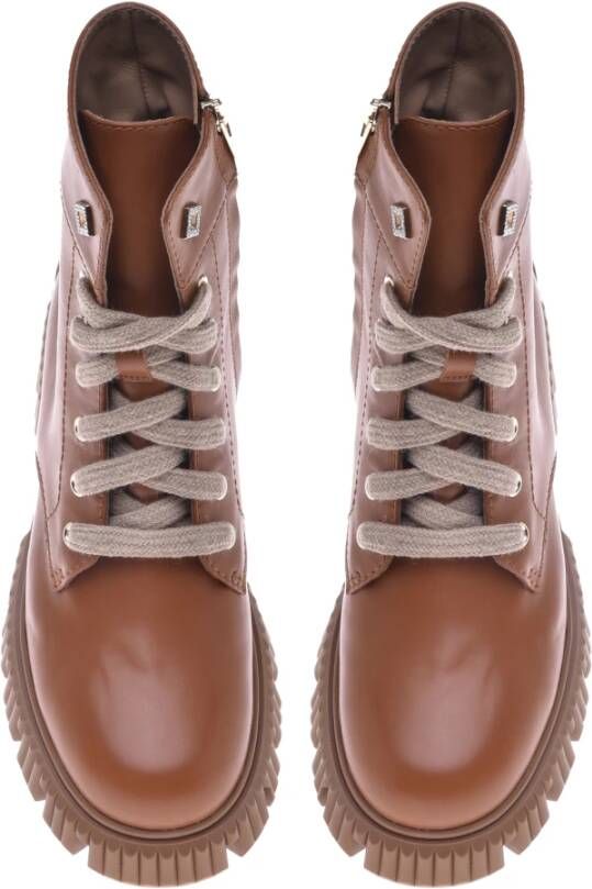 Baldinini Combat boots in leather Brown Dames