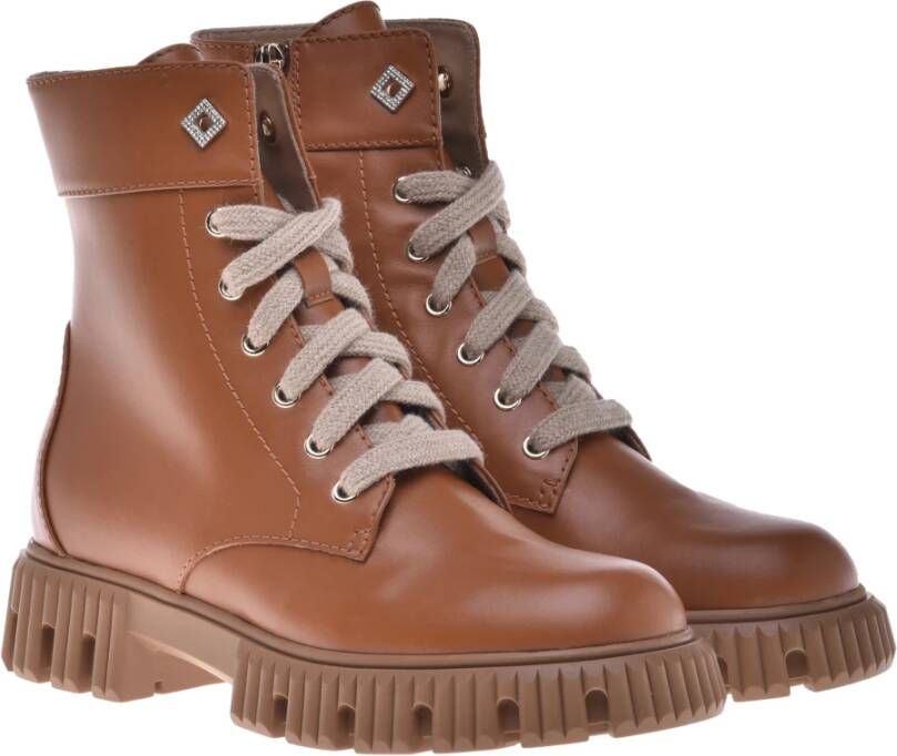 Baldinini Combat boots in leather Brown Dames