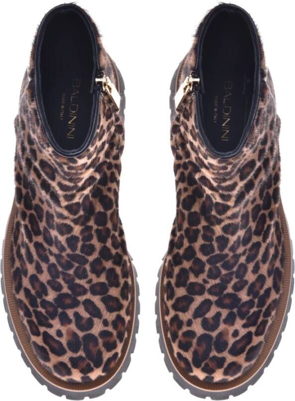 Baldinini Combat boots in leopard-print pony skin Multicolor Dames