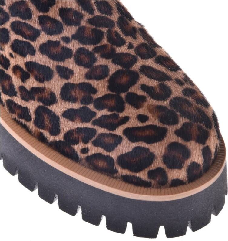 Baldinini Combat boots in leopard-print pony skin Multicolor Dames