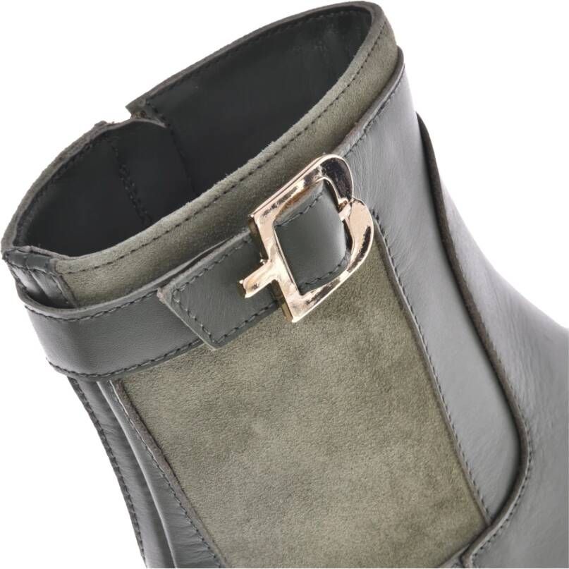 Baldinini Combat boots in olive leather and suede Green Dames