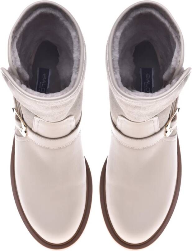 Baldinini Combat boots in vanilla leather and suede Beige Dames