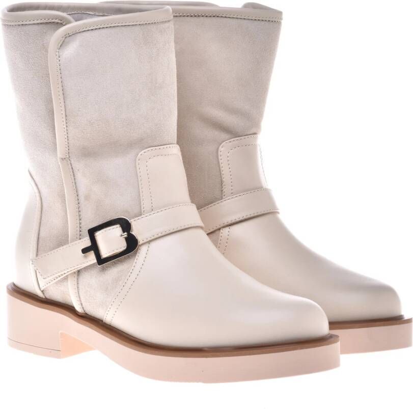 Baldinini Combat boots in vanilla leather and suede Beige Dames