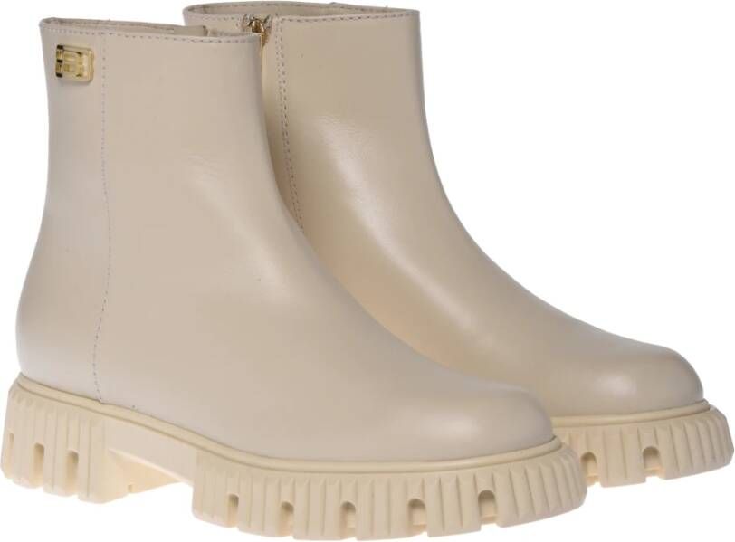 Baldinini Combat boots in vanilla leather Beige Dames