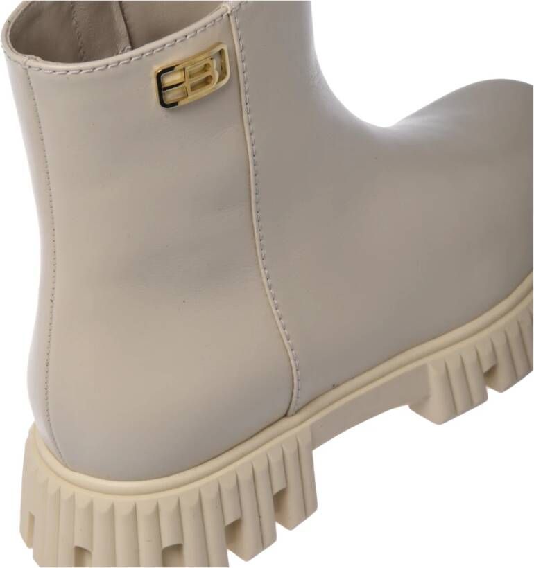 Baldinini Combat boots in vanilla leather Beige Dames