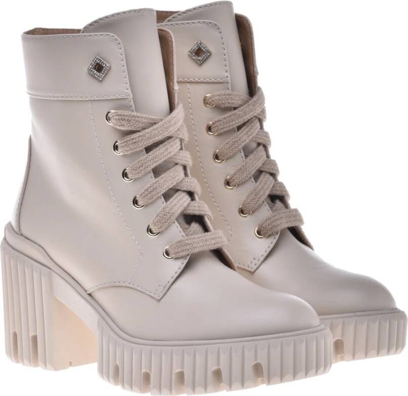 Baldinini Combat boots in vanilla leather Beige Dames