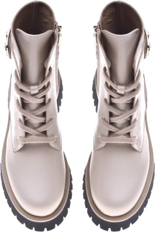 Baldinini Combat boots in vanilla leather Beige Dames