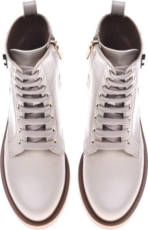 Baldinini Combat boots in vanilla leather Beige Dames