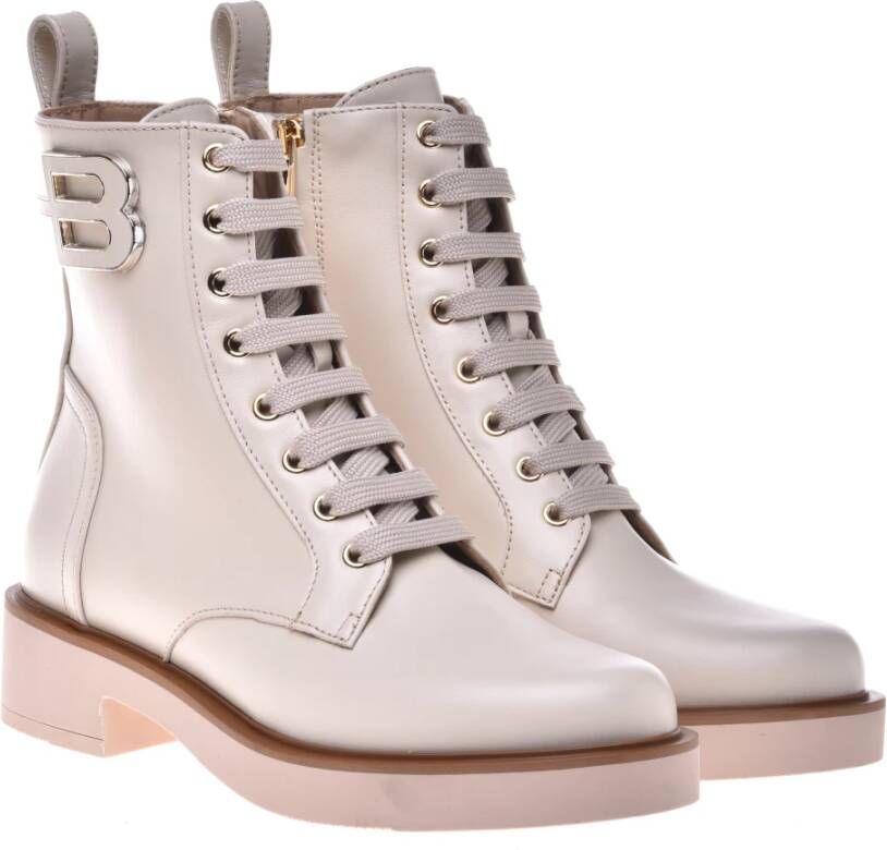 Baldinini Combat boots in vanilla leather Beige Dames