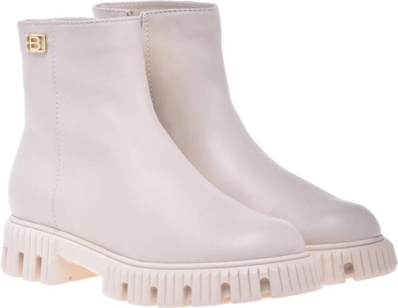 Baldinini Combat boots in vanilla leather Beige Dames