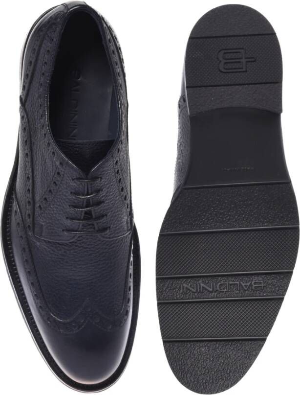 Baldinini Lace-up in black tumbled leather and leather Blue Heren