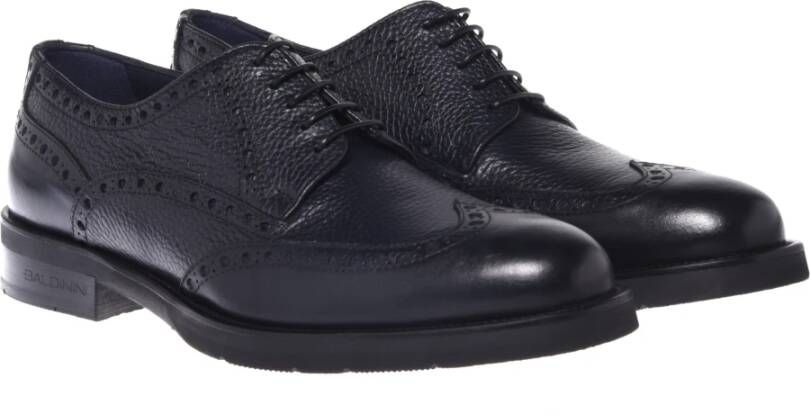 Baldinini Lace-up in black tumbled leather and leather Blue Heren