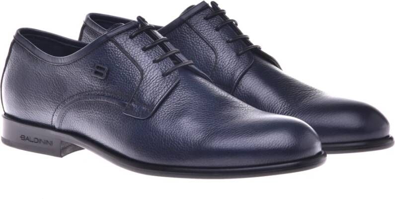 Baldinini Lace-up in dark blue tumbled leather Blue Heren