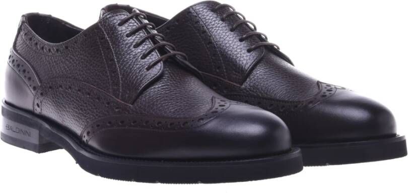 Baldinini Lace-up in dark brown leather and tumbled leather Brown Heren